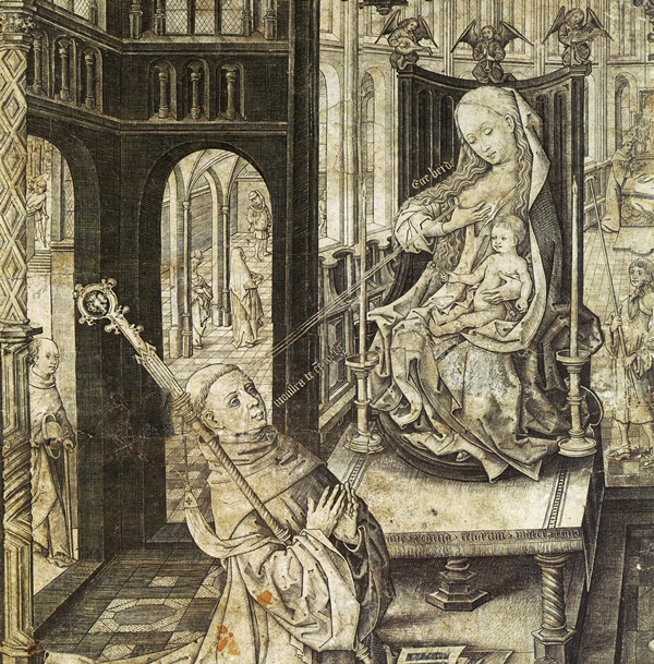 "Holy Lactating Mothe of God!" - Bernard has his eyes 'cured' with a splash of milk...