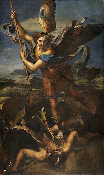 Saint Michael the Satan-slayer, as depicted by Raphael.