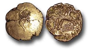 Coin of Adeddomaros - the allusion to heads of corn is not so strong, and the opposed crescent symbol is more obvious, as is the branch under the horse.