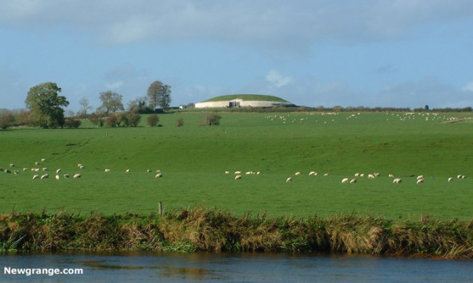 Newgrange on the Boyne. Horde of poisonous sheep shown for scale!