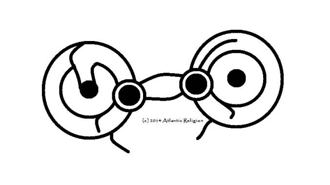 The 'Celtic Horse' seen on the 'primitivist' coins of the Iron Age often showed interesting design characteristics related to concentric circles and points. These became prominent elements of insular Celtic numismatic designs and rock art, such as that seen in Scotland among the 'Picts'. My design here is taken from a coin of the Dobunni (W. Britain).